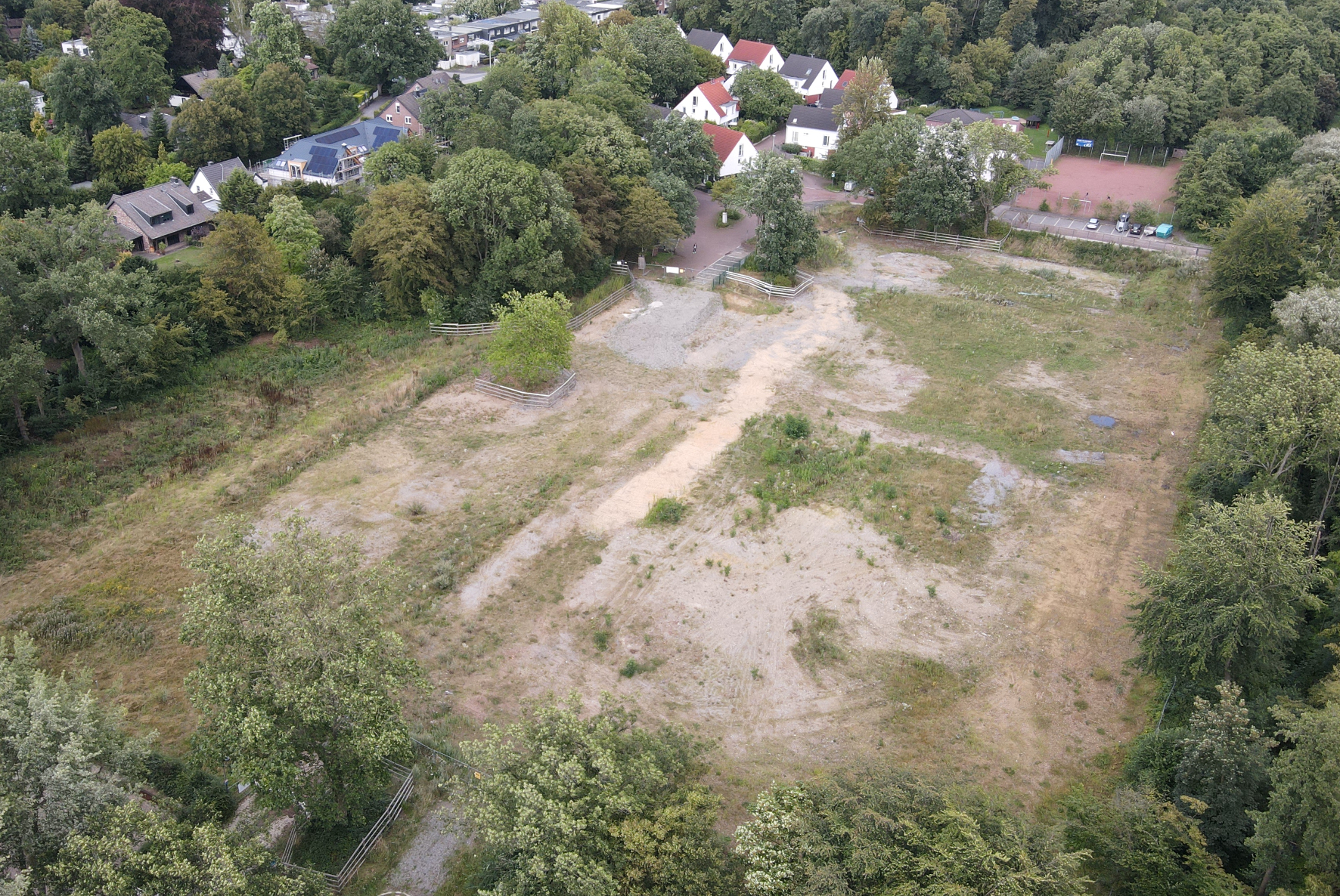 Das Baufeld des Campus Sandheide aus der Luft.