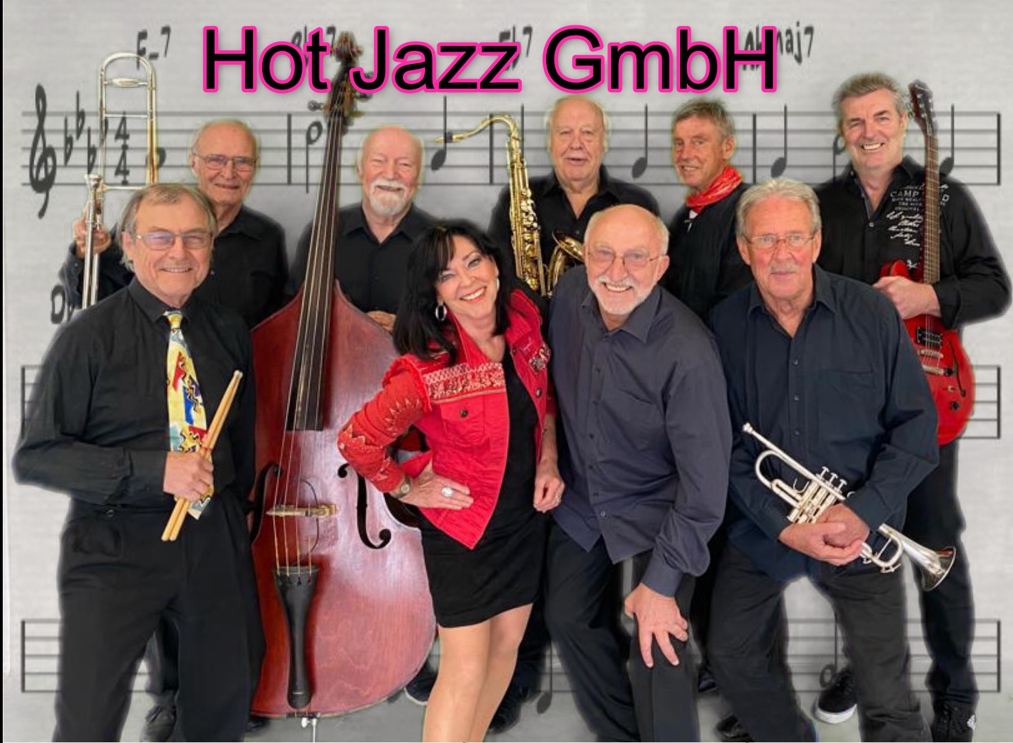Die Gruppe Musiker der Hot Jazz GmbH aus Bonn bieten eine klangliche und programmatische Vielfalt. Sie bieten Dixieland, Blues, Swing aber auch Barmusik.