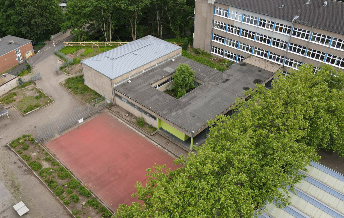Einfeld-Sporthalle am Gymnasium Neandertal von oben